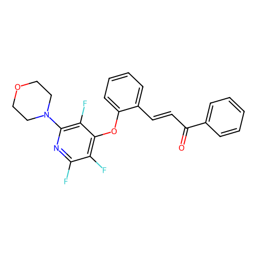 (E)-1-phenyl-3-(2-((2,3,5-trifluoro-6-morpholinopyridin-4-yl)oxy)phenyl)prop-2-en-1-one structure