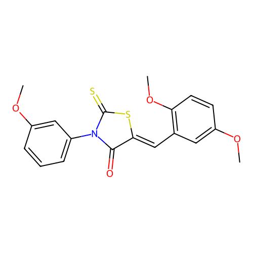 (5Z)-5-(2,5-dimethoxybenzylidene)-3-(3-methoxyphenyl)-2-thioxo-1,3-thiazolidin-4-one structure