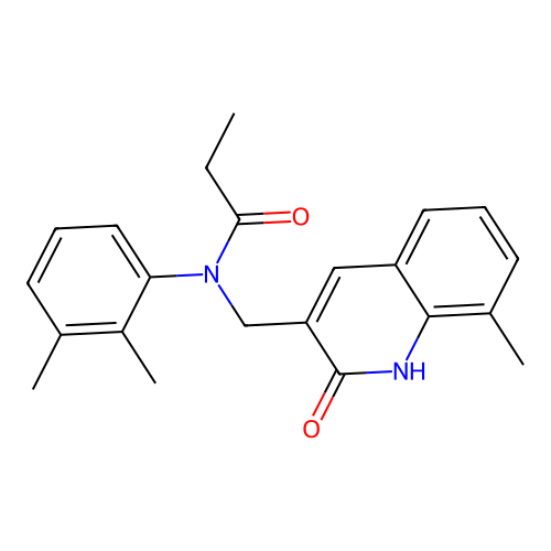N-(2,3-dimethylphenyl)-N-[(8-methyl-2-oxo-1H-quinolin-3-yl)methyl]propanamide structure
