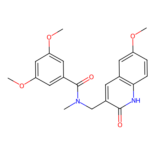 3,5-dimethoxy-N-[(6-methoxy-2-oxo-1H-quinolin-3-yl)methyl]-N-methylbenzamide structure