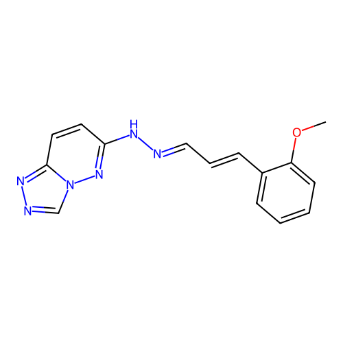 6-((E)-2-((E)-3-(2-methoxyphenyl)allylidene)hydrazinyl)-[1,2,4]triazolo[4,3-b]pyridazine structure