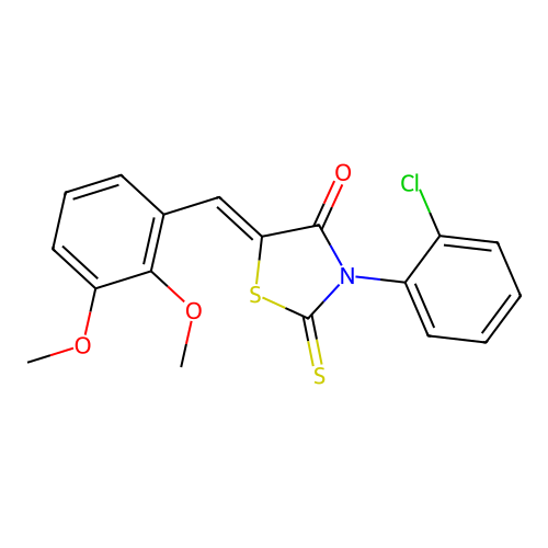 (Z)-3-(2-chlorophenyl)-5-(2,3-dimethoxybenzylidene)-2-thioxothiazolidin-4-one structure