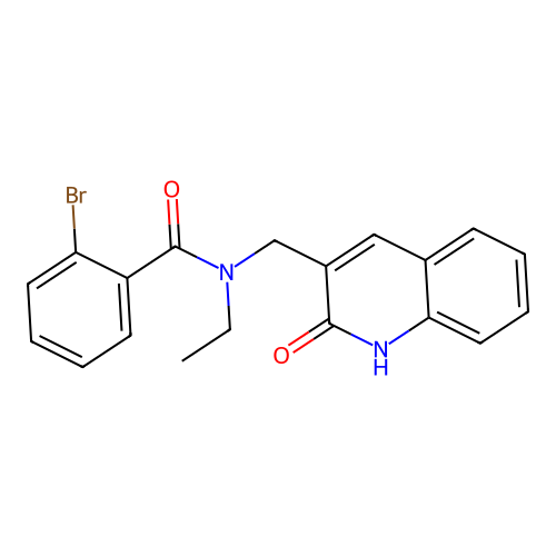 2-bromo-N-ethyl-N-[(2-oxo-1H-quinolin-3-yl)methyl]benzamide structure