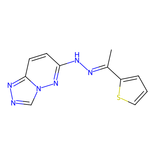(E)-6-(2-(1-(thiophen-2-yl)ethylidene)hydrazinyl)-[1,2,4]triazolo[4,3-b]pyridazine structure