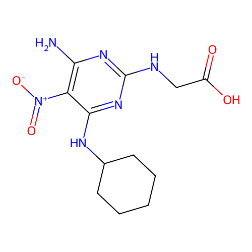 2-[[4-Amino-6-(cyclohexylamino)-5-nitropyrimidin-2-yl]amino]acetic acid structure