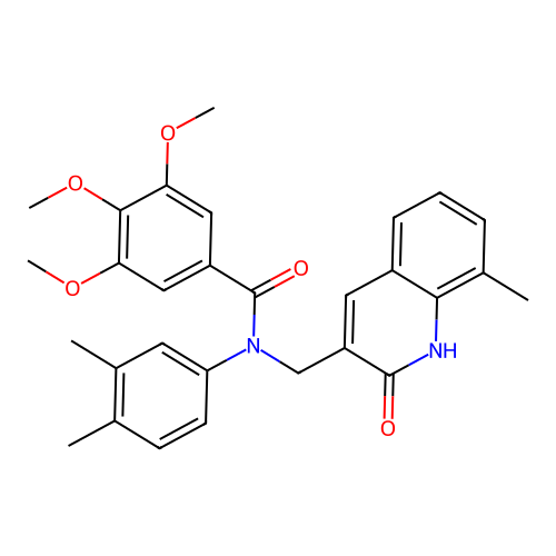 N-(3,4-dimethylphenyl)-3,4,5-trimethoxy-N-[(8-methyl-2-oxo-1H-quinolin-3-yl)methyl]benzamide structure