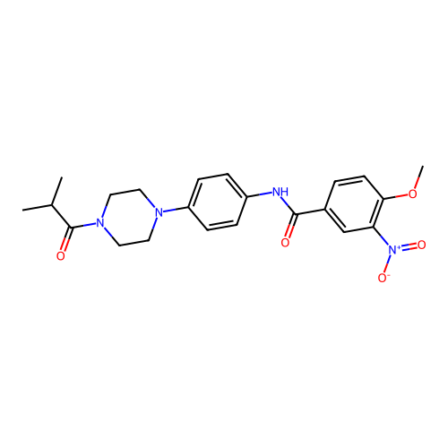 4-methoxy-N-{4-[4-(2-methylpropanoyl)piperazin-1-yl]phenyl}-3-nitrobenzamide structure