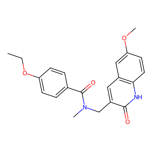 4-ethoxy-N-[(6-methoxy-2-oxo-1H-quinolin-3-yl)methyl]-N-methylbenzamide structure