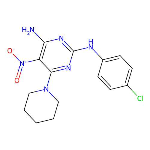N2-(4-Chlorophenyl)-5-nitro-6-(piperidin-1-YL)pyrimidine-2,4-diamine structure