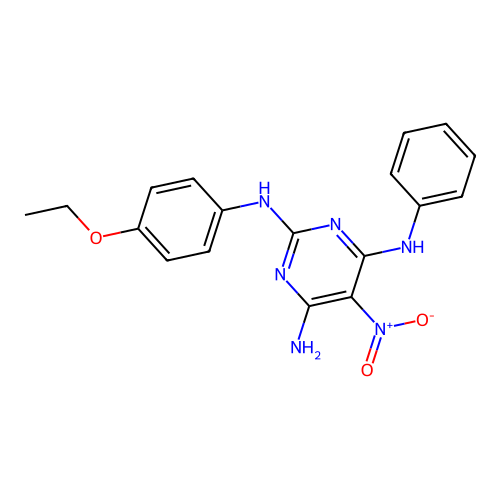 {6-Amino-2-[(4-ethoxyphenyl)amino]-5-nitropyrimidin-4-yl}phenylamine structure