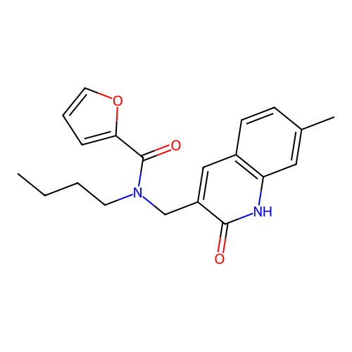 N-butyl-N-[(7-methyl-2-oxo-1H-quinolin-3-yl)methyl]furan-2-carboxamide structure