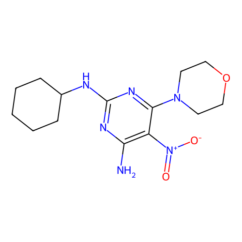 (4-Amino-6-morpholin-4-yl-5-nitropyrimidin-2-yl)cyclohexylamine structure