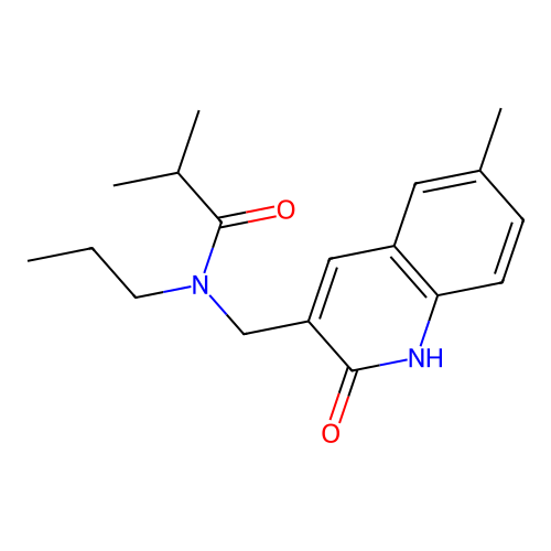 2-methyl-N-[(6-methyl-2-oxo-1H-quinolin-3-yl)methyl]-N-propylpropanamide structure