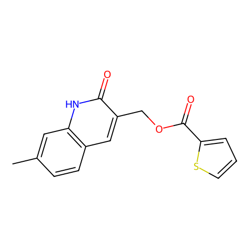 (7-methyl-2-oxo-1H-quinolin-3-yl)methyl thiophene-2-carboxylate structure