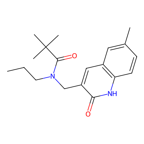 2,2-dimethyl-N-[(6-methyl-2-oxo-1H-quinolin-3-yl)methyl]-N-propylpropanamide structure