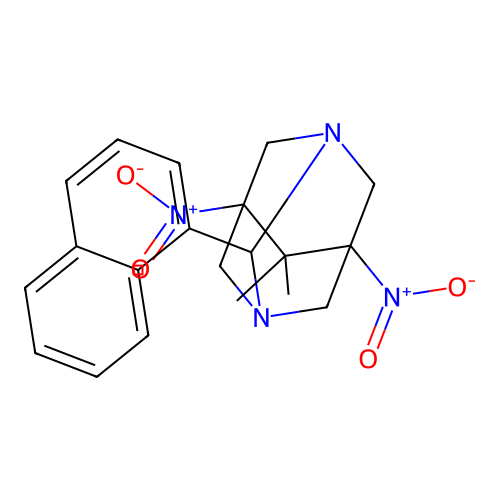 6,6-Dimethyl-2-(naphthalen-1-yl)-5,7-dinitro-1,3-diazaadamantane structure