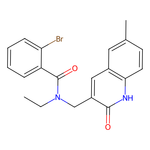 2-bromo-N-ethyl-N-[(6-methyl-2-oxo-1H-quinolin-3-yl)methyl]benzamide structure