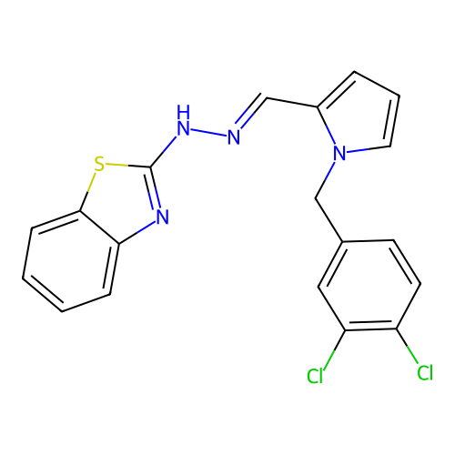 (E)-2-(2-((1-(3,4-dichlorobenzyl)-1H-pyrrol-2-yl)methylene)hydrazinyl)benzo[d]thiazole structure
