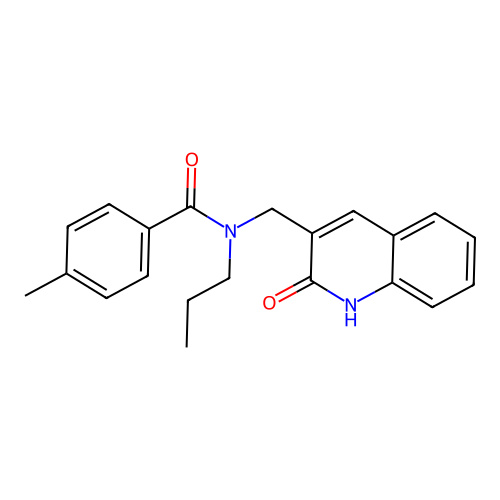 4-methyl-N-[(2-oxo-1H-quinolin-3-yl)methyl]-N-propylbenzamide structure