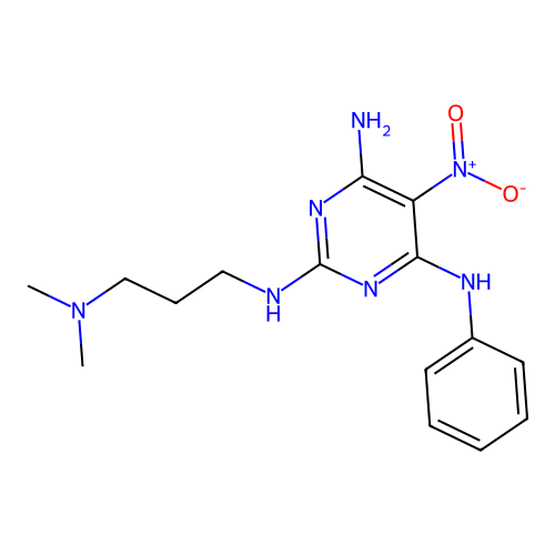 (3-{[4-Amino-5-nitro-6-(phenylamino)pyrimidin-2-yl]amino}propyl)dimethylamine structure