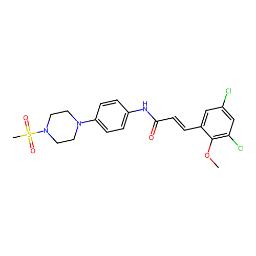 (2E)-3-(3,5-dichloro-2-methoxyphenyl)-N-{4-[4-(methylsulfonyl)piperazin-1-yl]phenyl}prop-2-enamide structure