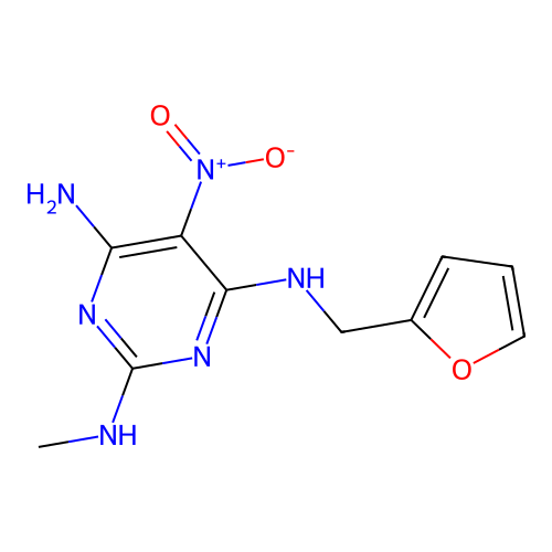 [6-Amino-2-(methylamino)-5-nitropyrimidin-4-yl](2-furylmethyl)amine structure