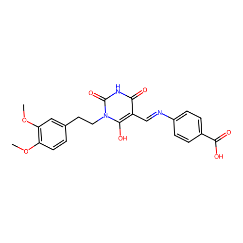 4-[[1-[2-(3,4-dimethoxyphenyl)ethyl]-2,4,6-trioxo-1,3-diazinan-5-ylidene]methylamino]benzoic Acid structure