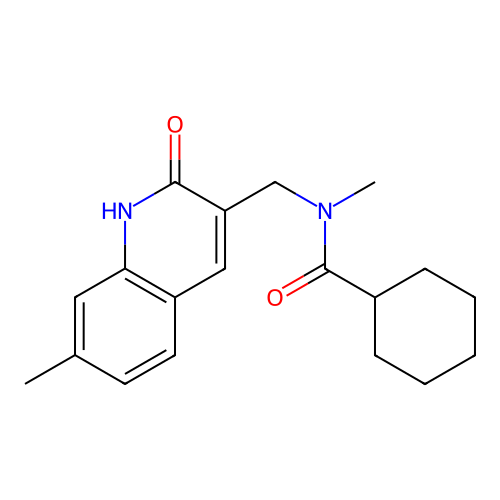 N-methyl-N-[(7-methyl-2-oxo-1H-quinolin-3-yl)methyl]cyclohexanecarboxamide structure
