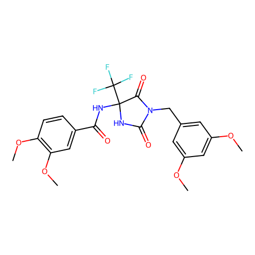 N-(1-(3,5-dimethoxybenzyl)-2,5-dioxo-4-(trifluoromethyl)imidazolidin-4-yl)-3,4-dimethoxybenzamide structure