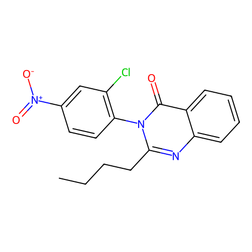 2-butyl-3-(2-chloro-4-nitrophenyl)quinazolin-4(3H)-one structure