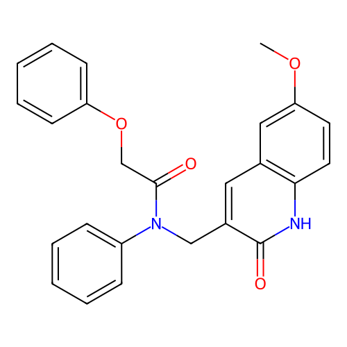N-((2-hydroxy-6-methoxyquinolin-3-yl)methyl)-2-phenoxy-N-phenylacetamide structure