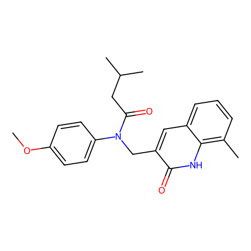 N-(4-methoxyphenyl)-3-methyl-N-[(8-methyl-2-oxo-1H-quinolin-3-yl)methyl]butanamide structure