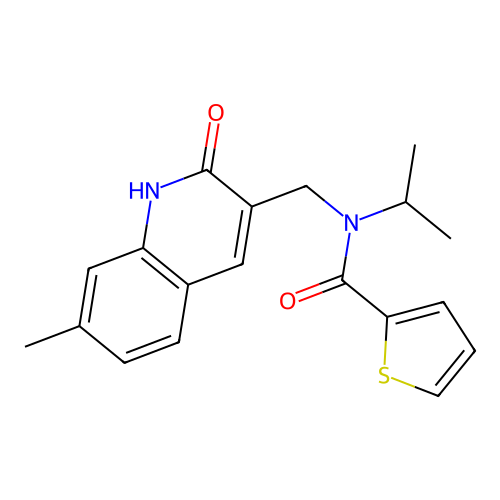 N-[(7-methyl-2-oxo-1H-quinolin-3-yl)methyl]-N-propan-2-ylthiophene-2-carboxamide structure