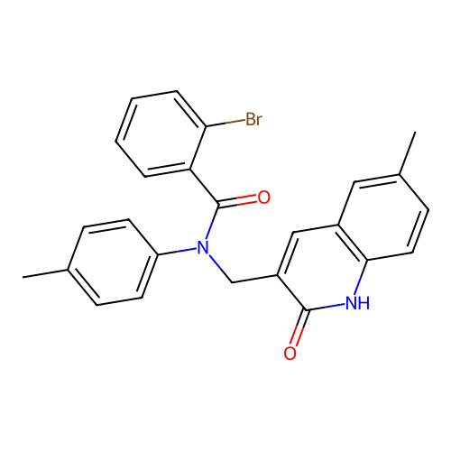 2-bromo-N-[(6-methyl-2-oxo-1H-quinolin-3-yl)methyl]-N-(4-methylphenyl)benzamide structure