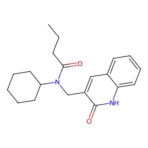 N-cyclohexyl-N-[(2-oxo-1H-quinolin-3-yl)methyl]butanamide structure