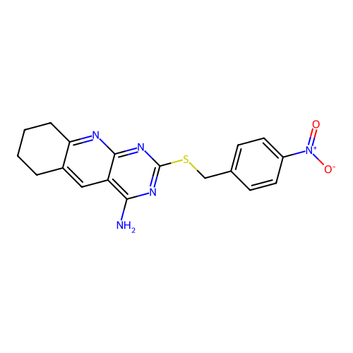 2-(4-Nitro-benzylsulfanyl)-6,7,8,9-tetrahydro-pyrimido[4,5-b]quinolin-4-ylamine structure