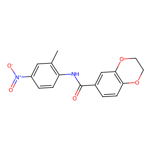 N-(2-methyl-4-nitrophenyl)-2,3-dihydro-1,4-benzodioxine-6-carboxamide structure