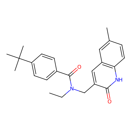 4-tert-butyl-N-ethyl-N-[(6-methyl-2-oxo-1H-quinolin-3-yl)methyl]benzamide structure