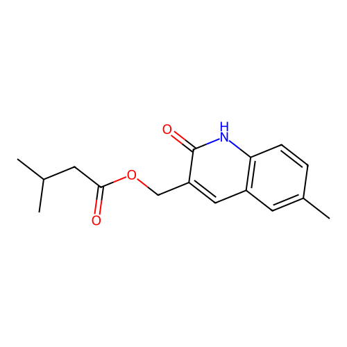 (6-Methyl-2-oxo-1,2-dihydroquinolin-3-yl)methyl 3-methylbutanoate structure