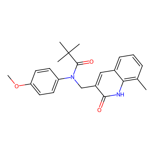 N-((2-hydroxy-8-methylquinolin-3-yl)methyl)-N-(4-methoxyphenyl)pivalamide structure