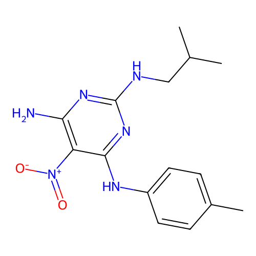 {6-Amino-2-[(2-methylpropyl)amino]-5-nitropyrimidin-4-yl}(4-methylphenyl)amine structure