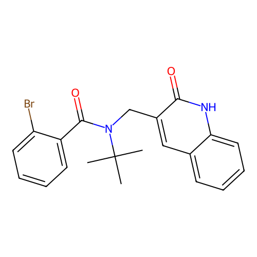 2-bromo-N-tert-butyl-N-[(2-oxo-1H-quinolin-3-yl)methyl]benzamide structure