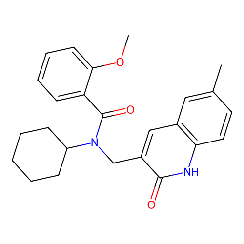 N-cyclohexyl-2-methoxy-N-[(6-methyl-2-oxo-1H-quinolin-3-yl)methyl]benzamide structure