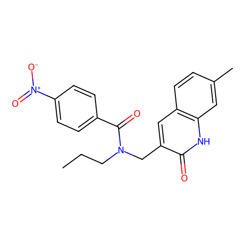 N-[(7-methyl-2-oxo-1H-quinolin-3-yl)methyl]-4-nitro-N-propylbenzamide structure