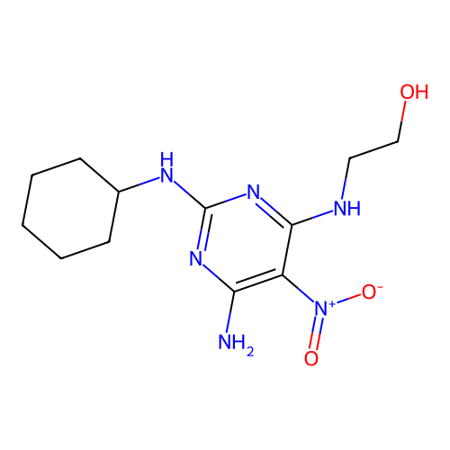 2-[[6-Amino-2-(cyclohexylamino)-5-nitropyrimidin-4-yl]amino]ethanol structure