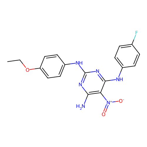 {6-Amino-2-[(4-ethoxyphenyl)amino]-5-nitropyrimidin-4-yl}(4-fluorophenyl)amine structure