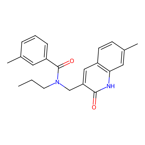 3-methyl-N-[(7-methyl-2-oxo-1H-quinolin-3-yl)methyl]-N-propylbenzamide structure