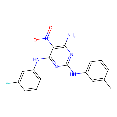 N~4~-(3-fluorophenyl)-N~2~-(3-methylphenyl)-5-nitropyrimidine-2,4,6-triamine structure