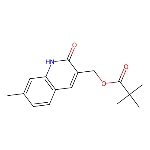 (7-methyl-2-oxo-1H-quinolin-3-yl)methyl 2,2-dimethylpropanoate structure