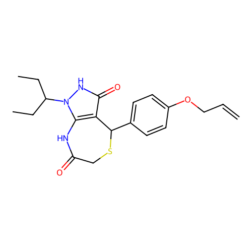 1-pentan-3-yl-4-(4-prop-2-enoxyphenyl)-4,8-dihydro-2H-pyrazolo[3,4-e][1,4]thiazepine-3,7-dione structure